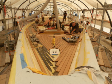 New teak decks, deck repairs, seams replacement, ply sub-decks, fairing, refastening, varnishing